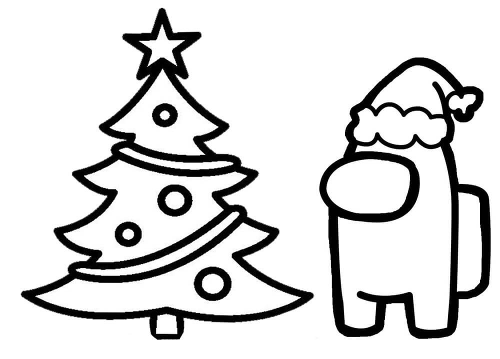 Desenho de Árvore de Natal do Jogo Among Us para Colorir