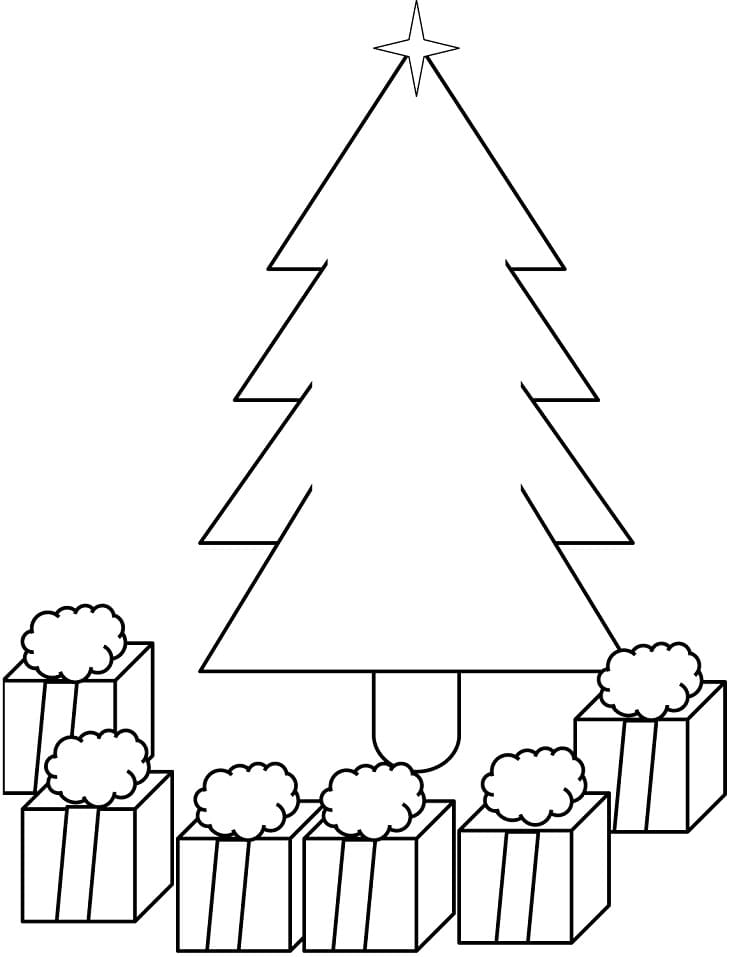 Desenho de Árvore de Natal Muito Fácil para Colorir