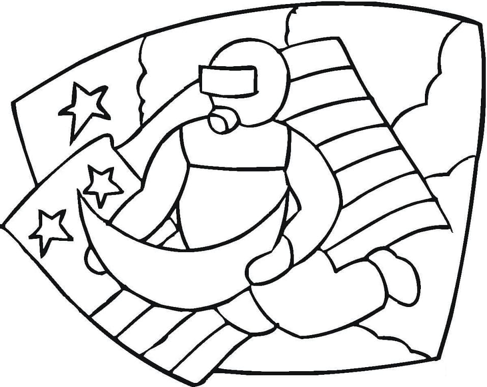 Desenho Astronauta Americano para Colorir