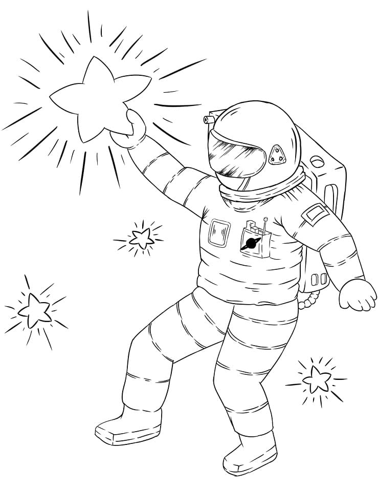 Desenho Astronauta e Estrelá para Colorir