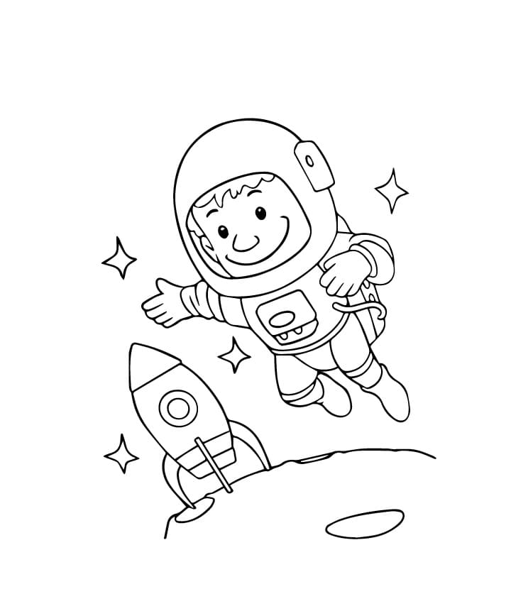 Desenho Astronauta e Nave Espacial para Colorir