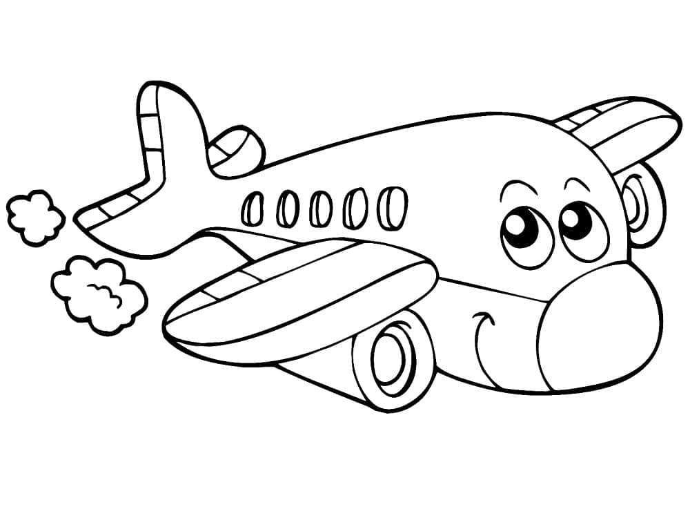 Desenho de Avião Fofo para Colorir