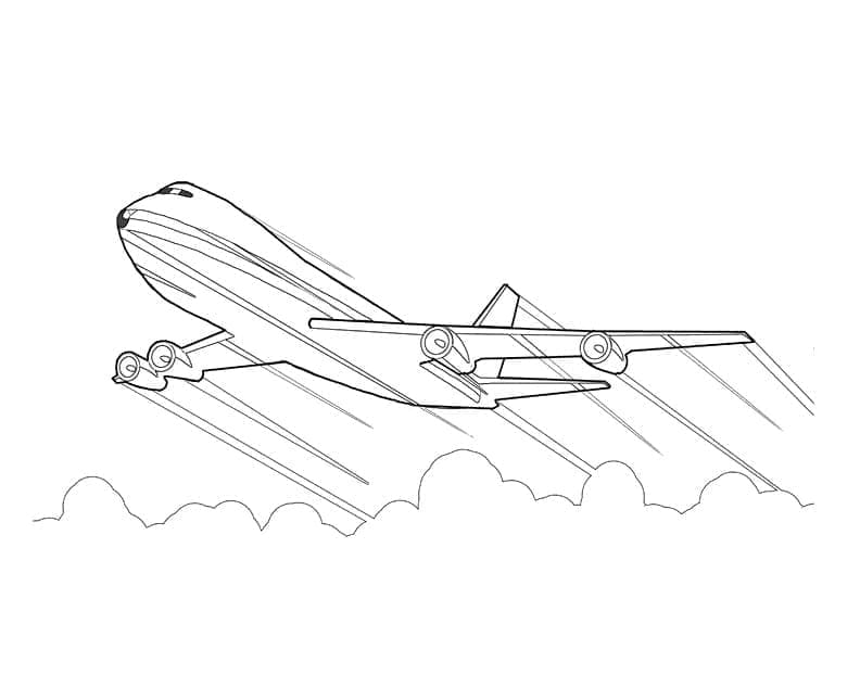 Desenho de Avião Voador para Colorir