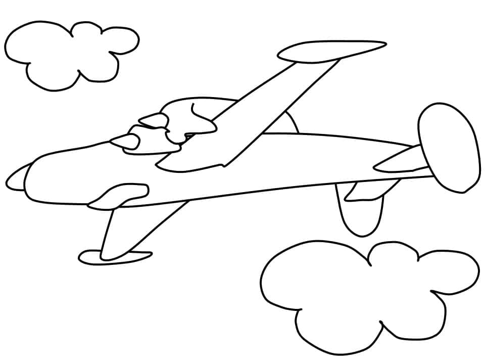 Desenho de Avião Está Voando para Colorir