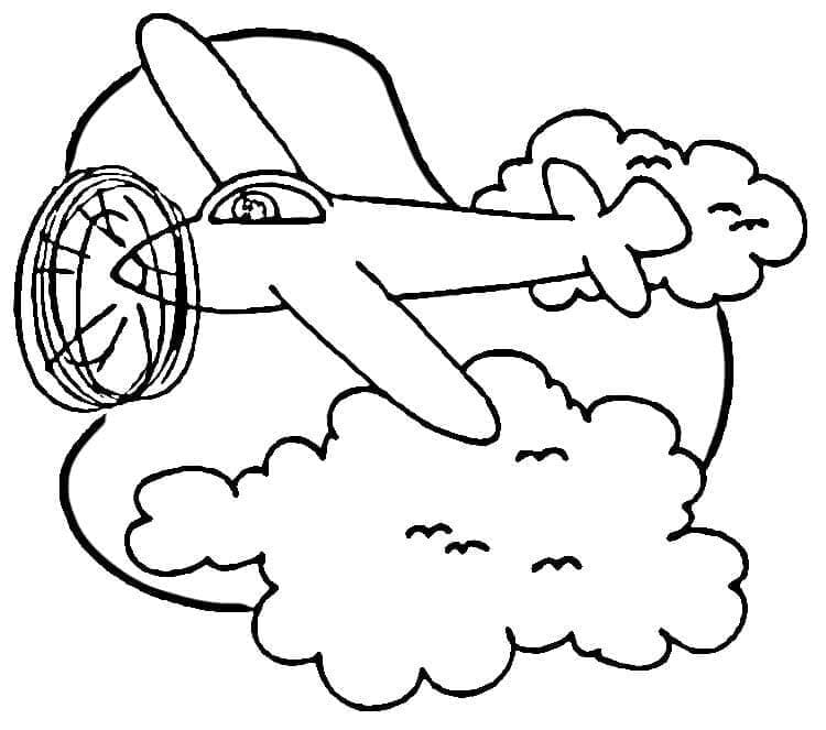 Desenho de Avião no Céu para Colorir