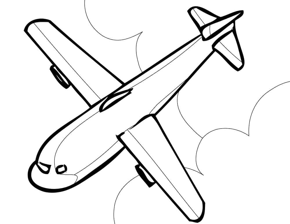 Desenho de Imagem de Avião para Colorir