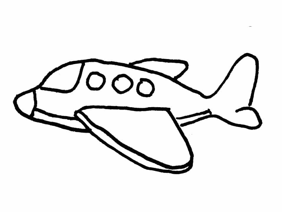 Desenho de um Avião Engraçado para Colorir