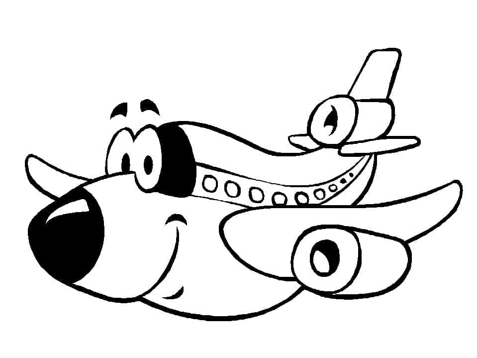 Desenho de um Avião Fofo para Colorir