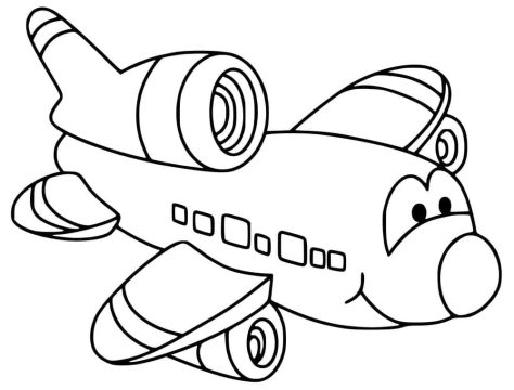 Desenho de Um Avião Muito Fofo para Colorir