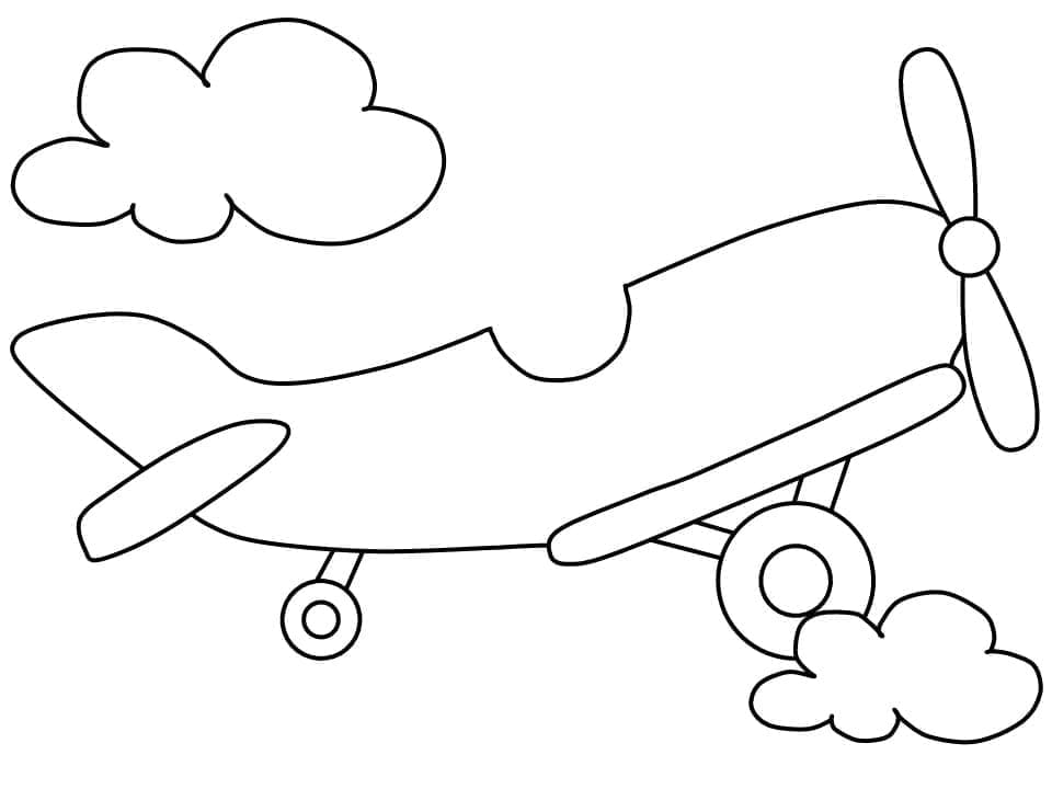 Desenho de um Avião Simples para Colorir