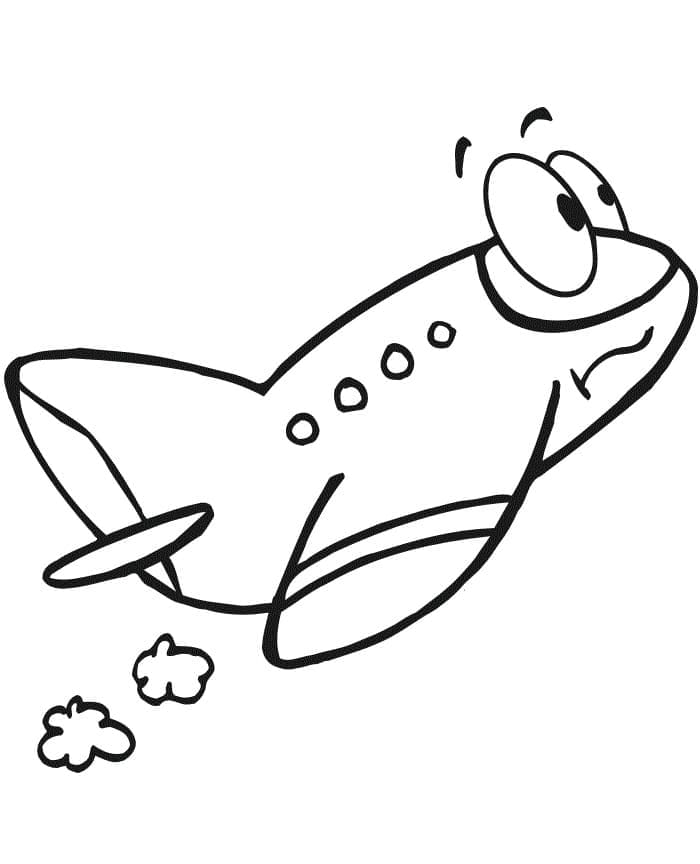 Desenho de um Avião de Desenho Animado para Colorir