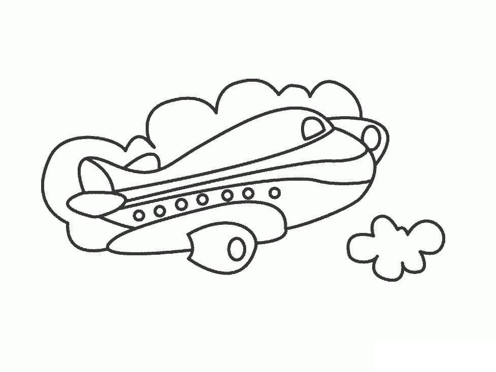 Desenho de um Avião Está Voando para Colorir