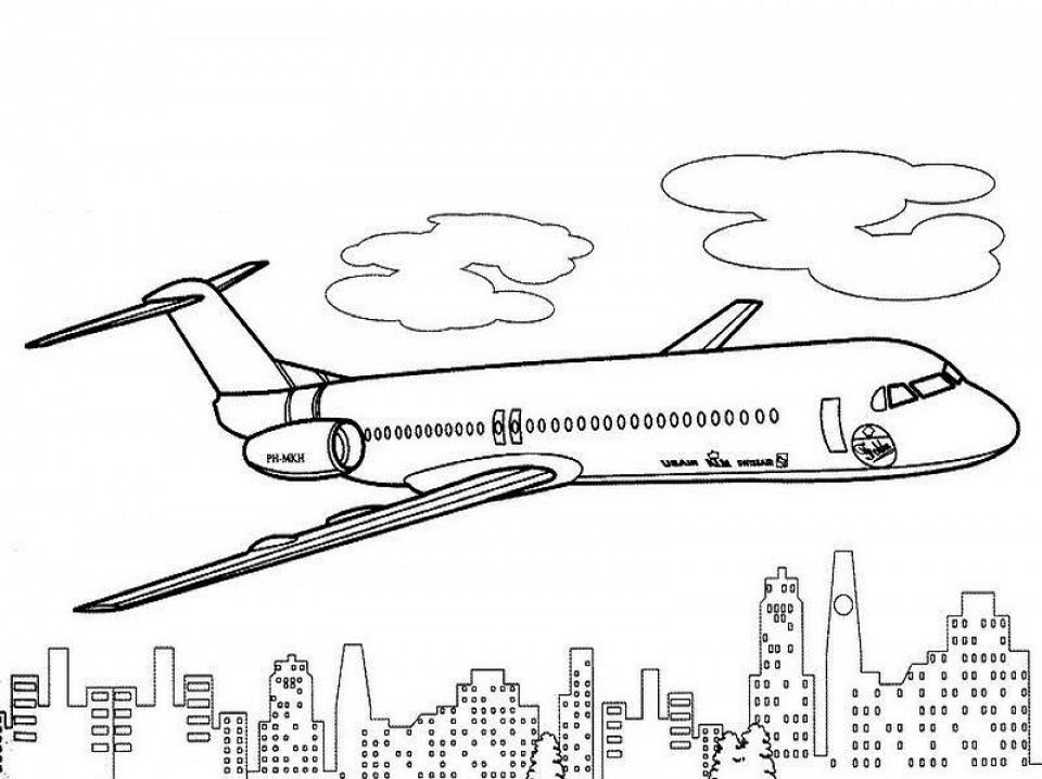 Desenho Avião Comercial para Colorir 1