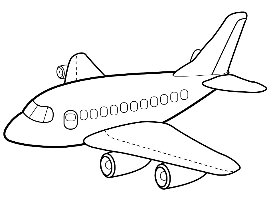 Desenho Avião Comercial para Colorir