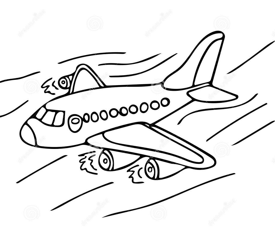 Desenho de Avião Comercial para Colorir Grátis