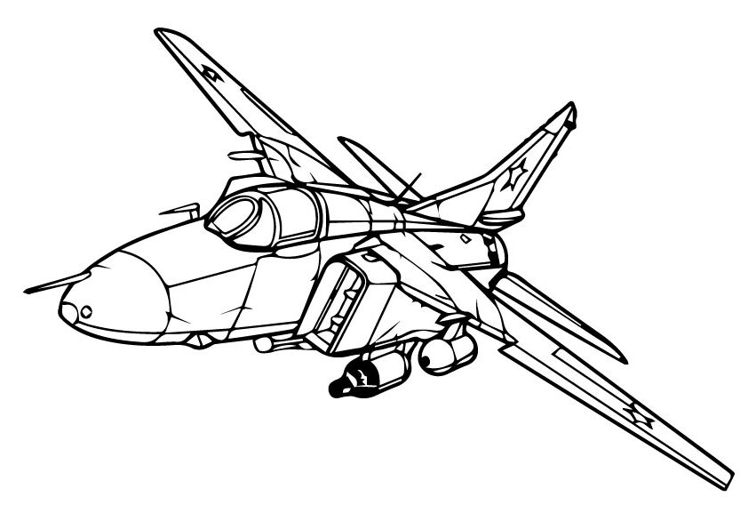 Desenho de Avião Militar para Baixar e Colorir