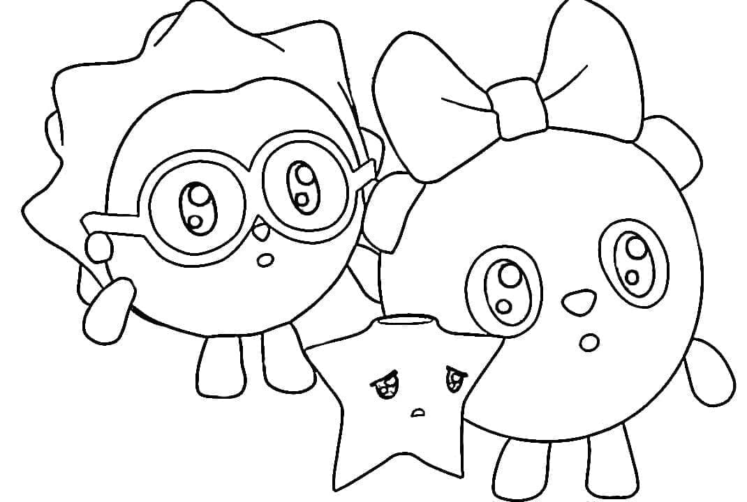 Desenho de Chichi e Pandy de Baby Riki para Colorir