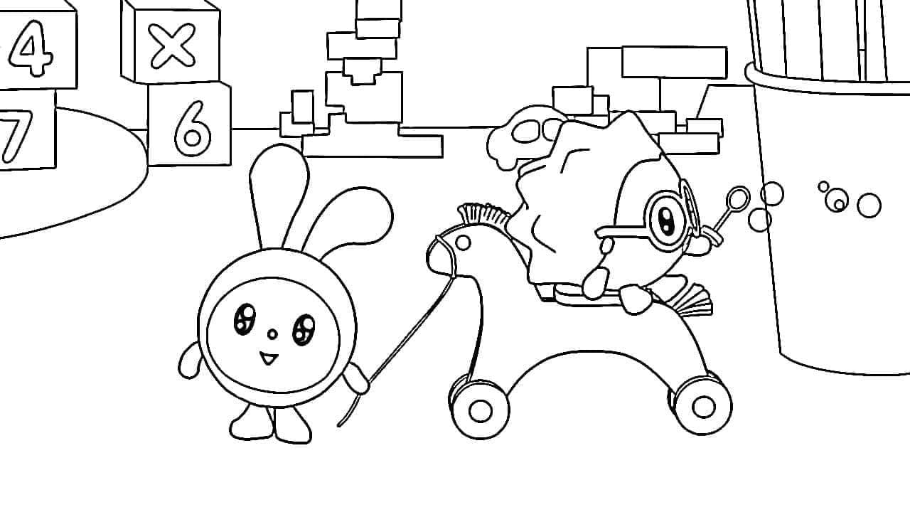 Desenho de Krashy e Chichi de Baby Riki para Colorir