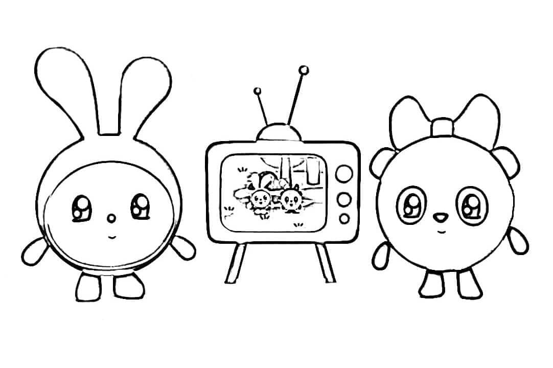 Desenho de Krashy e Pandy de Baby Riki para Colorir