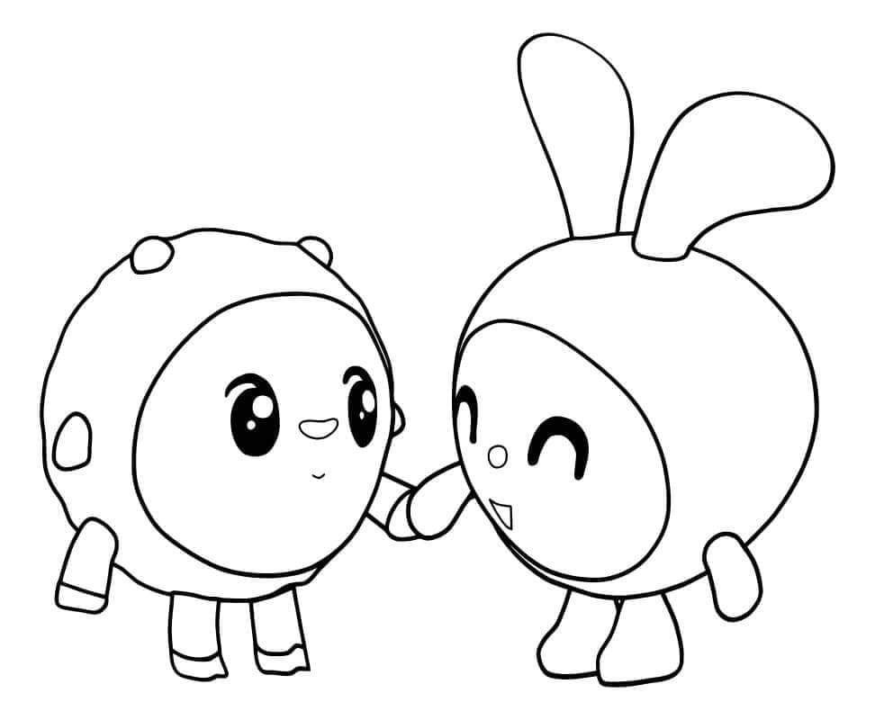 Desenho de Krashy e Wally de Baby Riki para Colorir
