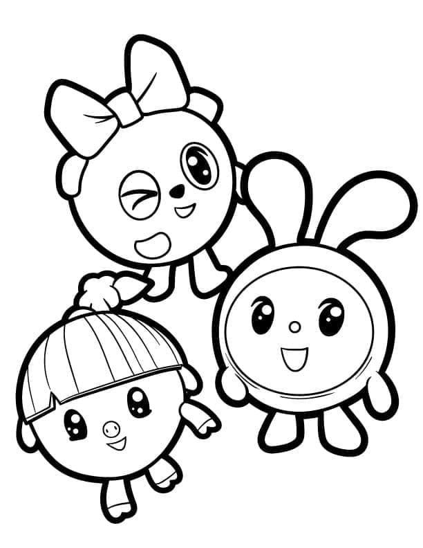 Desenho de Personagens Fofinhos de Baby Riki para Colorir