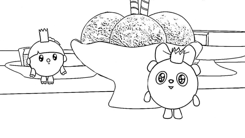 Desenho de Rosy e Pandy de Baby Riki para Colorir