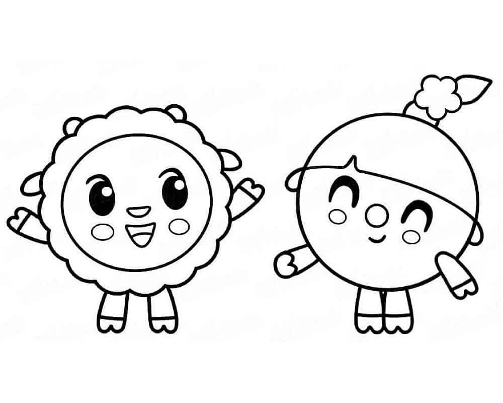 Desenho de Wally e Rosy de Baby Riki para Colorir
