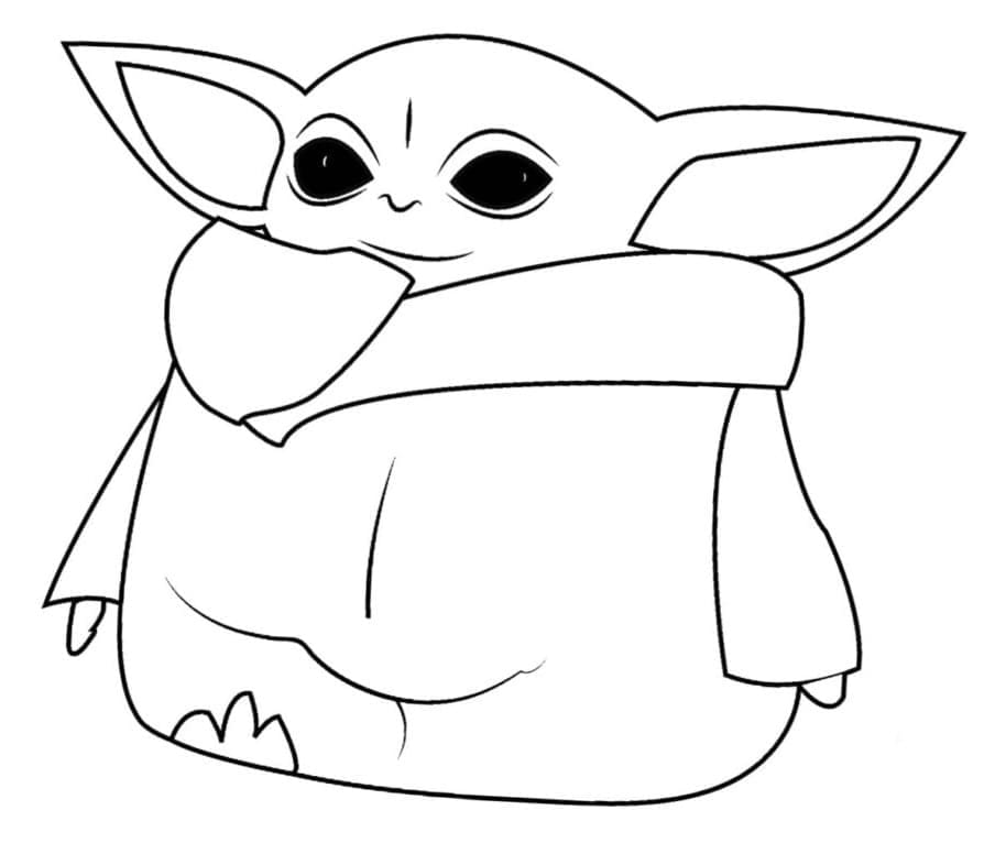 Desenho de Baby Yoda em Pdf para Colorir Grátis