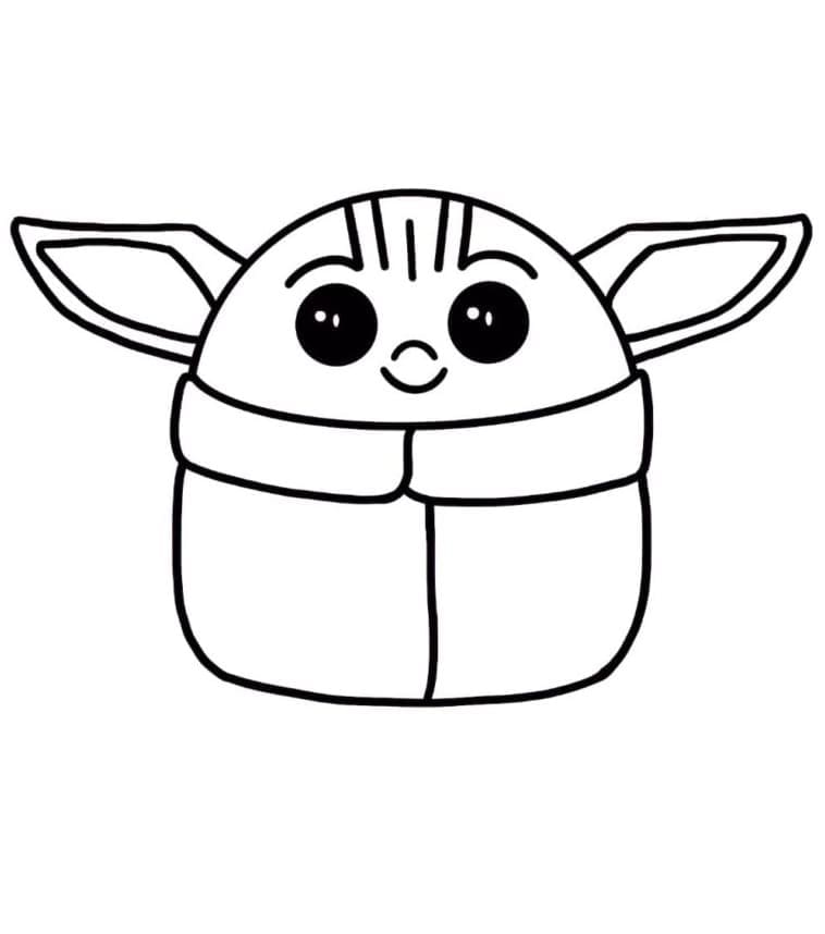 Desenho de Baby Yoda Grátis para Crianças para Colorir
