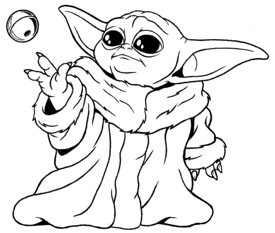 Desenho de Baby Yoda para Baixar e Colorir