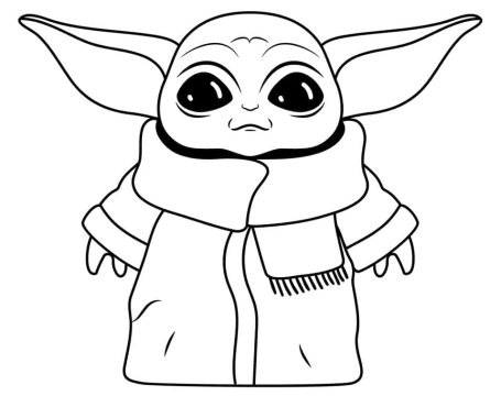 Desenho de Baby Yoda para crianças para Colorir