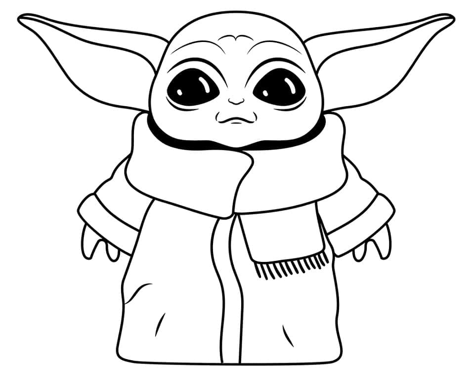 Desenho de Baby Yoda para Crianças para Colorir