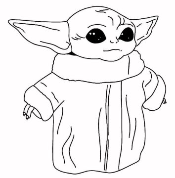 Desenho de Baby Yoda para Imprimir e Colorir