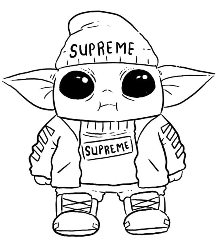 Desenho de Baby Yoda Super Estiloso para Colorir