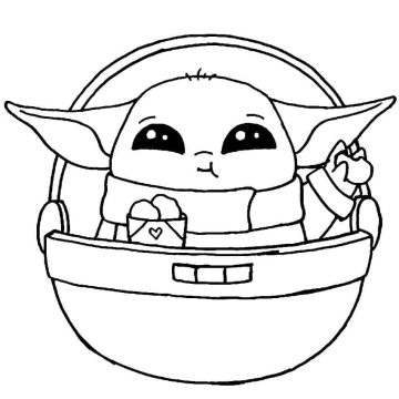 Desenho de Kawaii Baby Yoda para Colorir