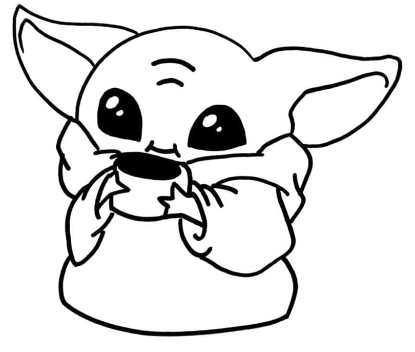 Desenho de Pequeno Baby Yoda para Colorir