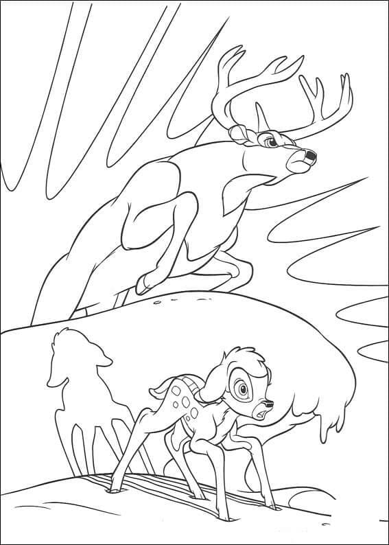 Desenho de Bambi Assustado para Colorir