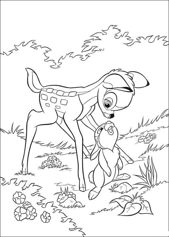 Desenho de Bambi com Tambor para Colorir