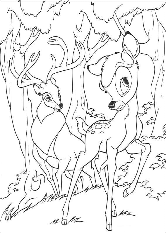 Desenho de Bambi Curioso para Colorir