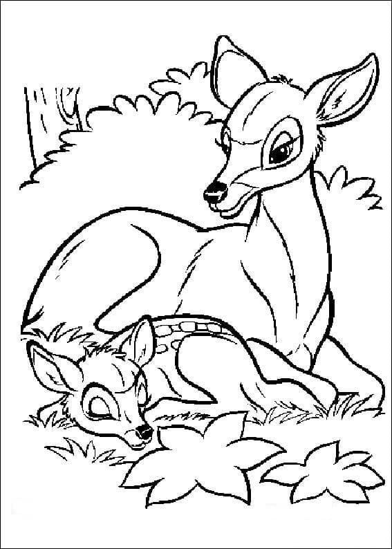 Desenho de Bambi Dormindo para Colorir