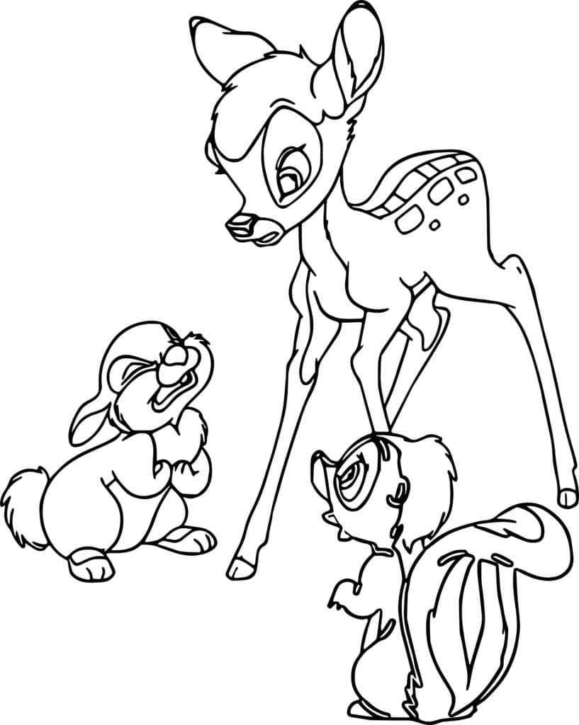 Desenho de Bambi e Amigos para Colorir