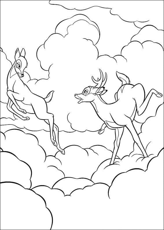 Desenho de Bambi e Faline para Colorir