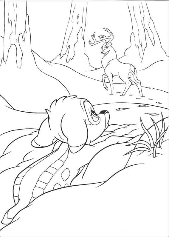 Desenho de Bambi e Grande Príncipe da Floresta para Colorir