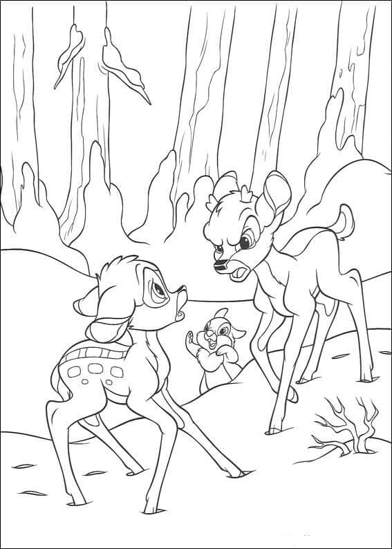 Desenho de Bambi e Ronno para Colorir
