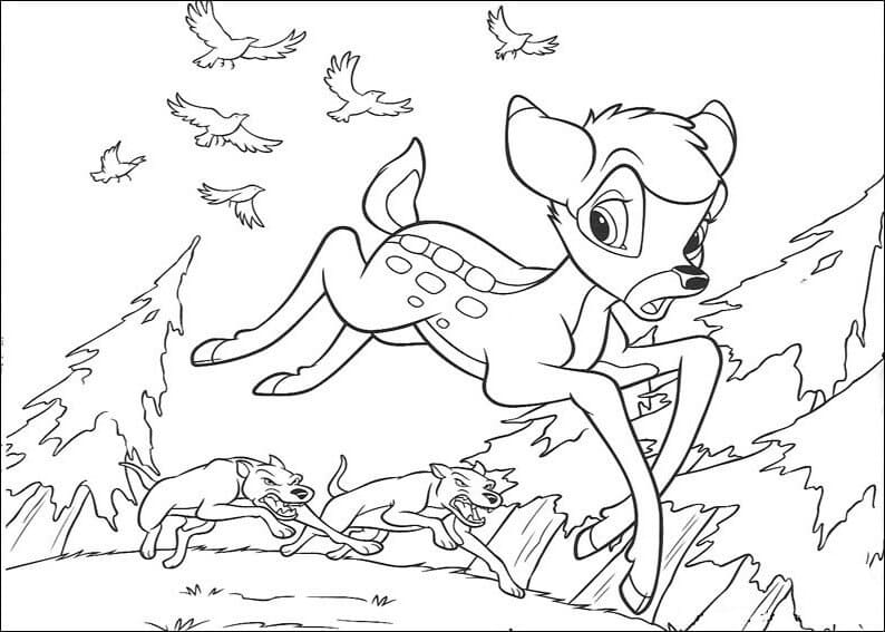 Desenho de Bambi Escapando para Colorir