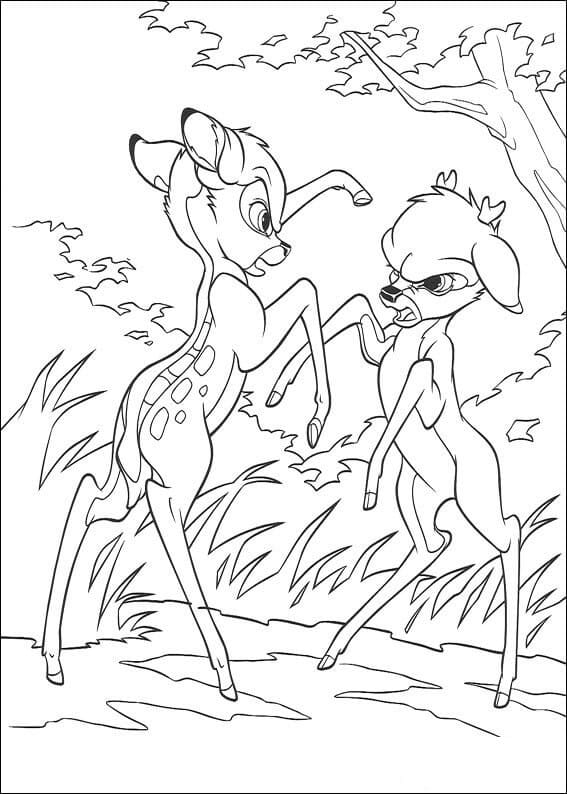 Desenho de Bambi Está Lutando para Colorir