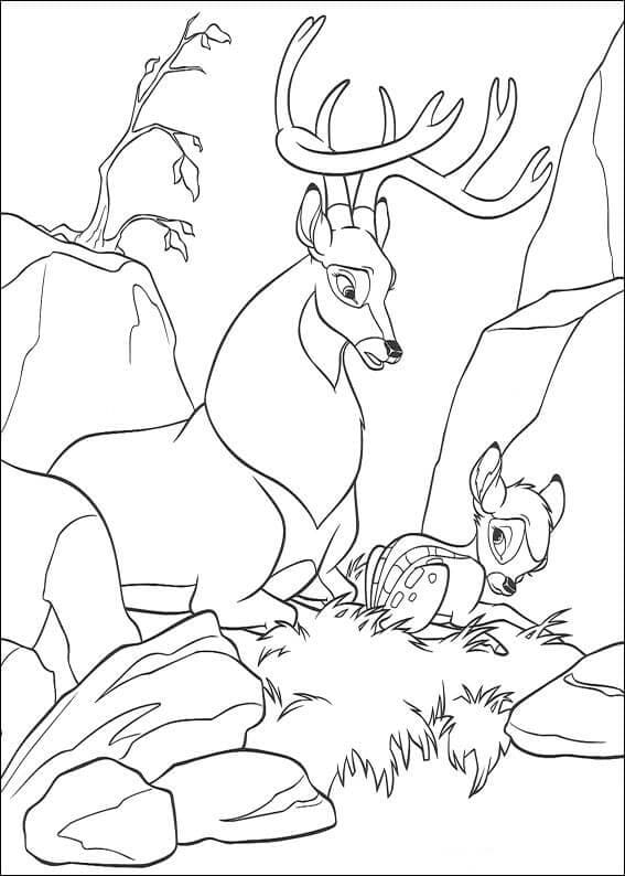 Desenho de Bambi Está Triste para Colorir