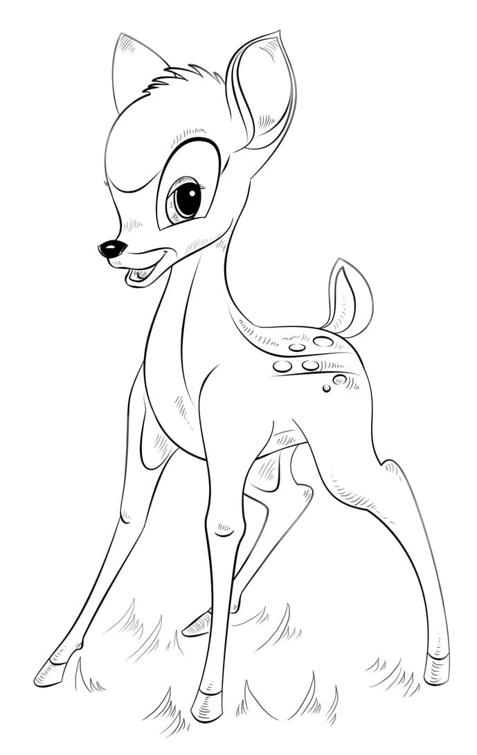 Desenho de Bambi Fofo para Colorir