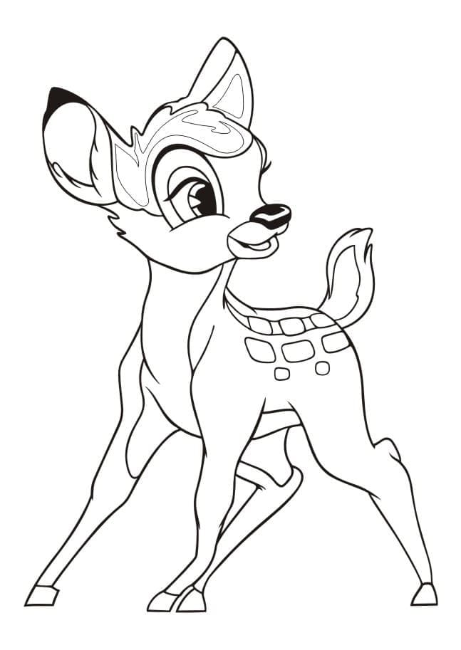 Desenho de Bambi Sorridente para Colorir