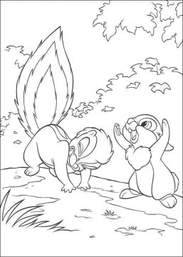 Desenho de Flor e Tambor de Bambi para Colorir